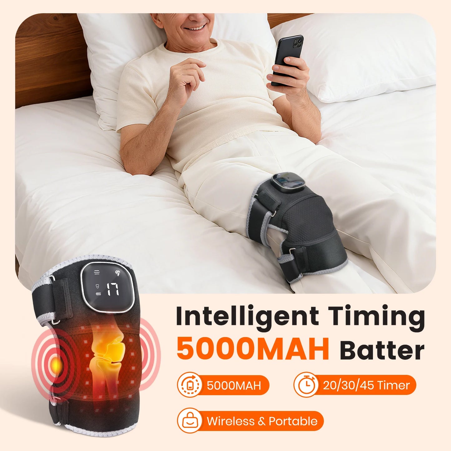 Cordless Light Knee Massage 3-In-1 Heating and Vibration