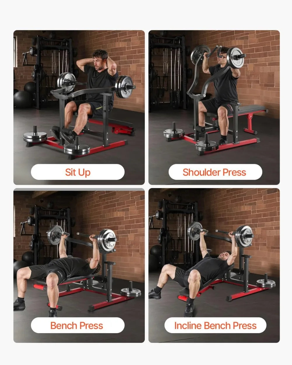 Chest Press Machine Adjustable Flat Incline Bench With Converging Arms