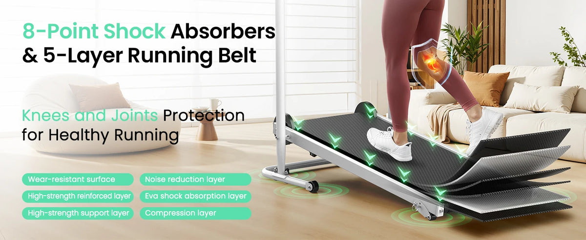 AKLUER Manual Treadmill With Dual Flywheel And LCD Monitor