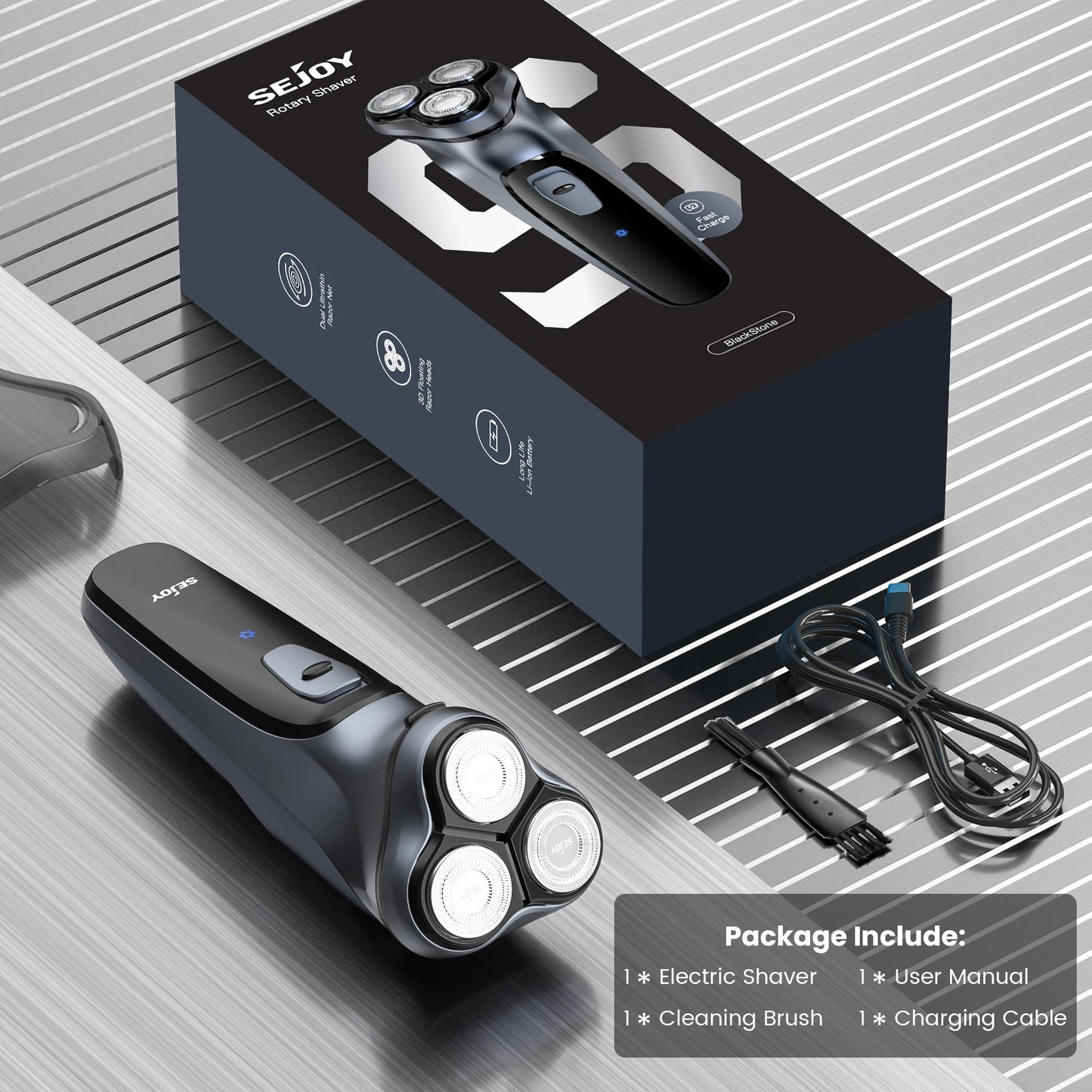 Sejoy 3D Floating Rechargeable Electric Shaver for Men