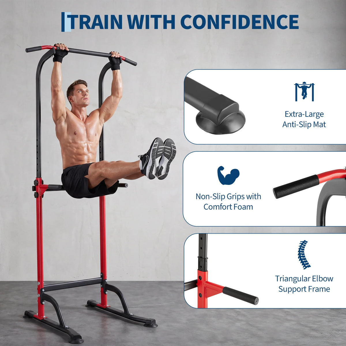 Multifunction Power Tower Pull Up Dip Station For Home Gym