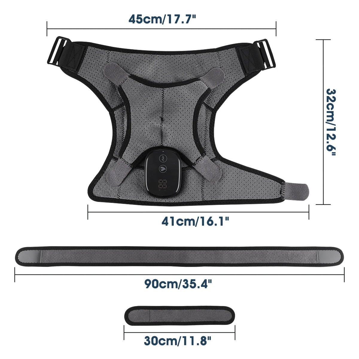 Cordless Electric Heating Shouder Massager Brace, 3 Heat & Vibration Thermal Cervical Muscel Relax, Shoulder Warmer Massage Belt