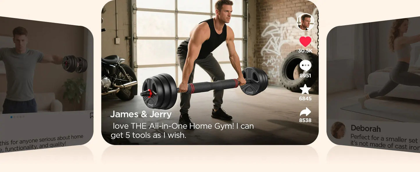 FED Fitness Adjustable 5 In 1 Free Weights Dumbbell Set