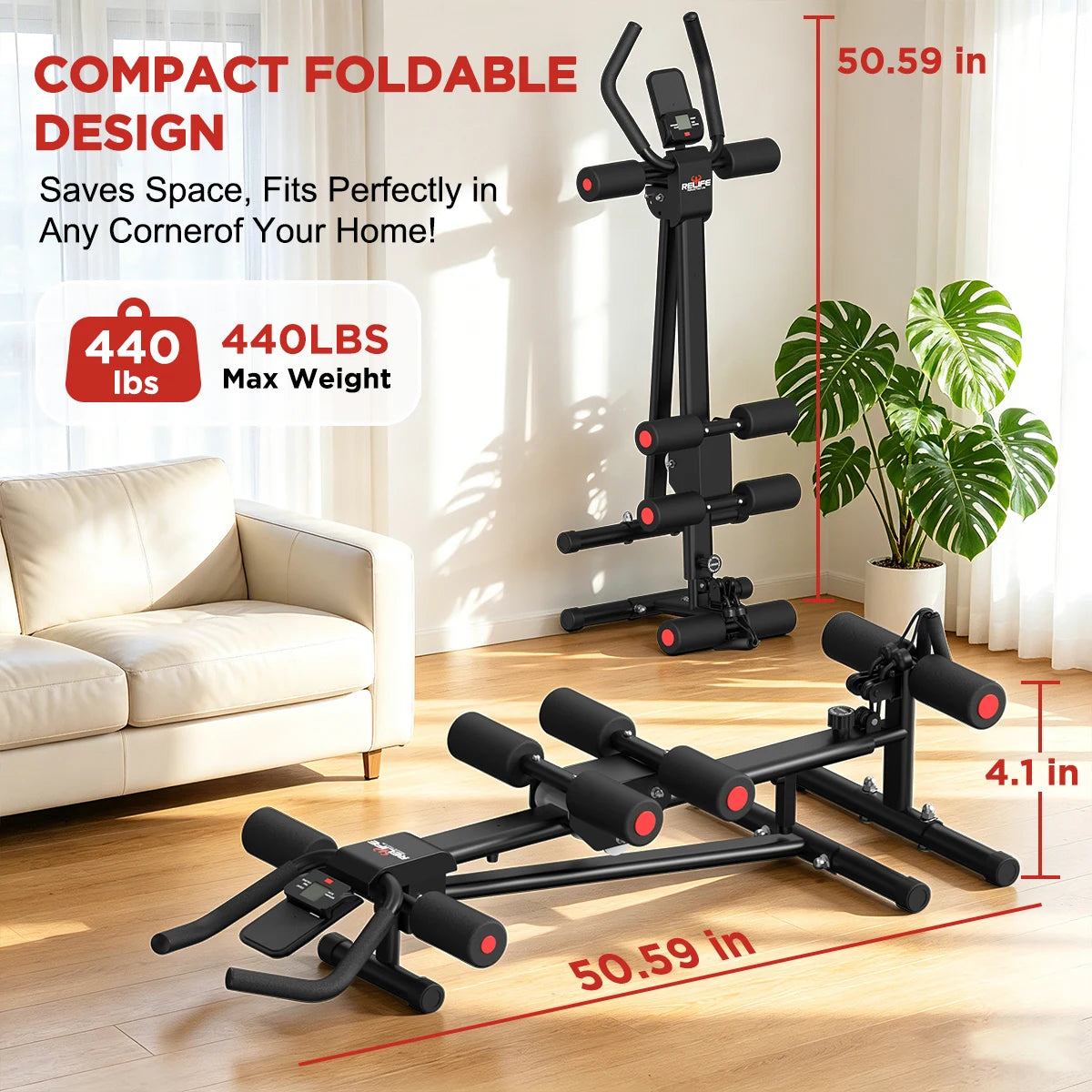 5-In-1 Adjustable Ab Trainer With Resistance Bands