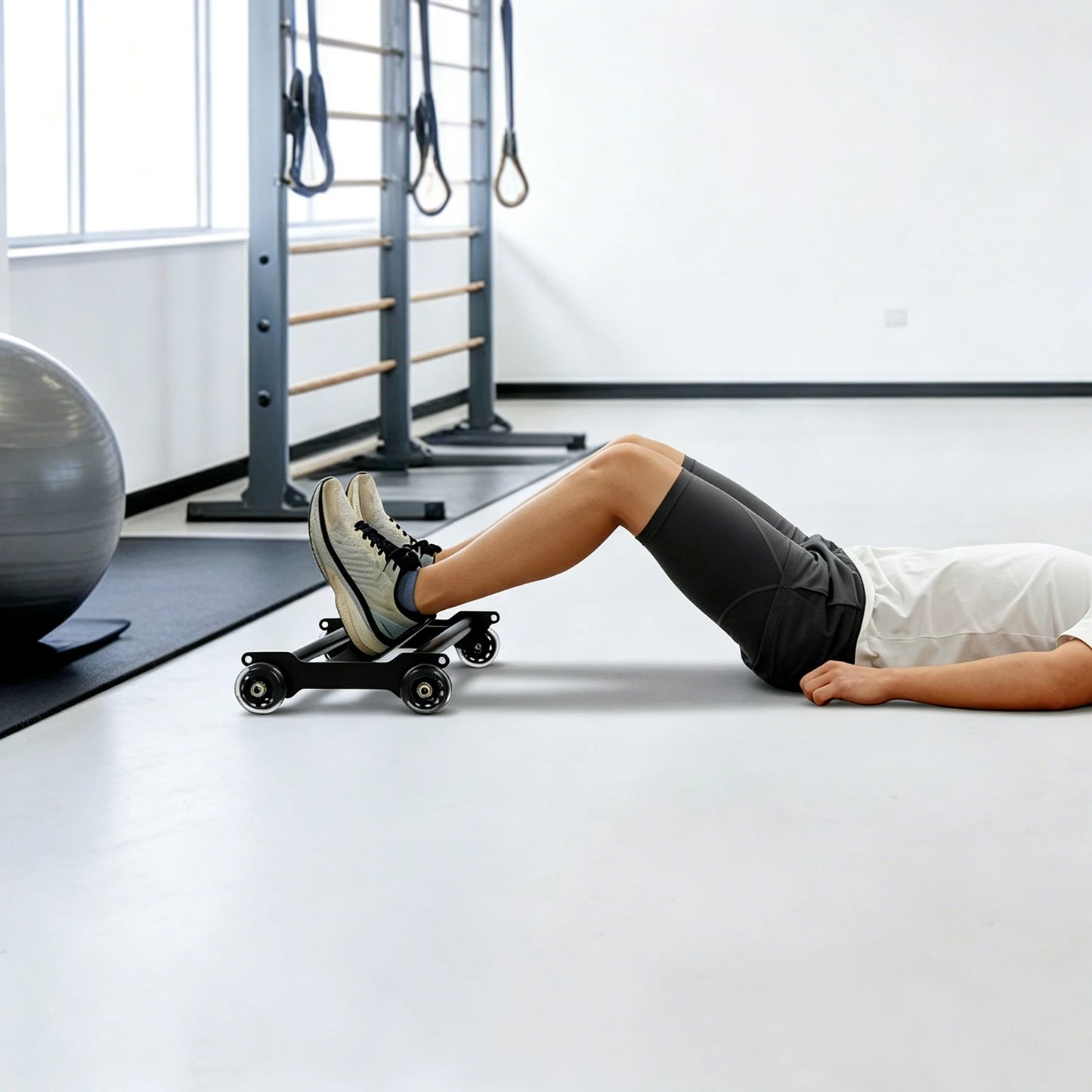 Steel Abdominal Trainer With Wheels For Home Gym Fitness Equipment