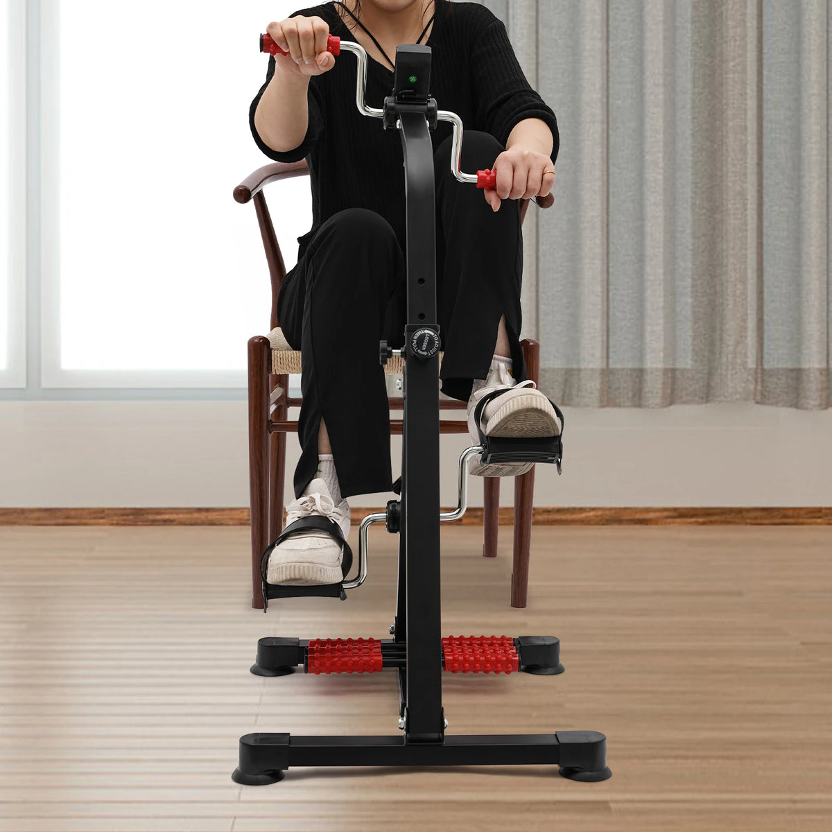 Step Machine, Pedal Exerciser Bike, Fitness Bike, Black Stationary Exercise Cycle with Monitor Pedals, Adjustable Resistance, LCD Display Tracks Time Count Distance Calories, Home Gym Cardio Trainer for Muscle Strengthening a
