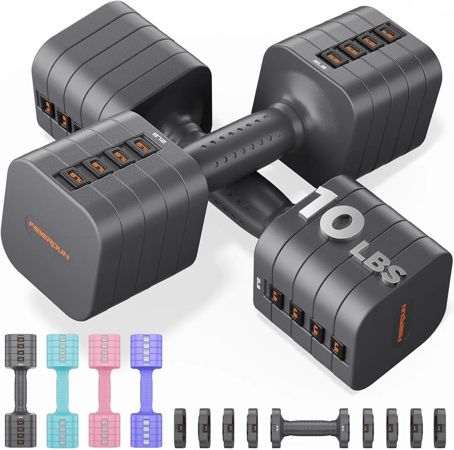 FED Fitness Adjustable Dumbbells 5 in 1 Set Home Gym