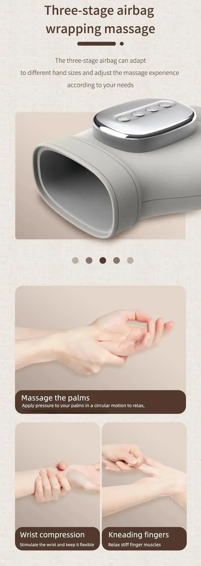 Hand Massager With Heat Airbag Compression Carpal Tunnel Wrist Kneading