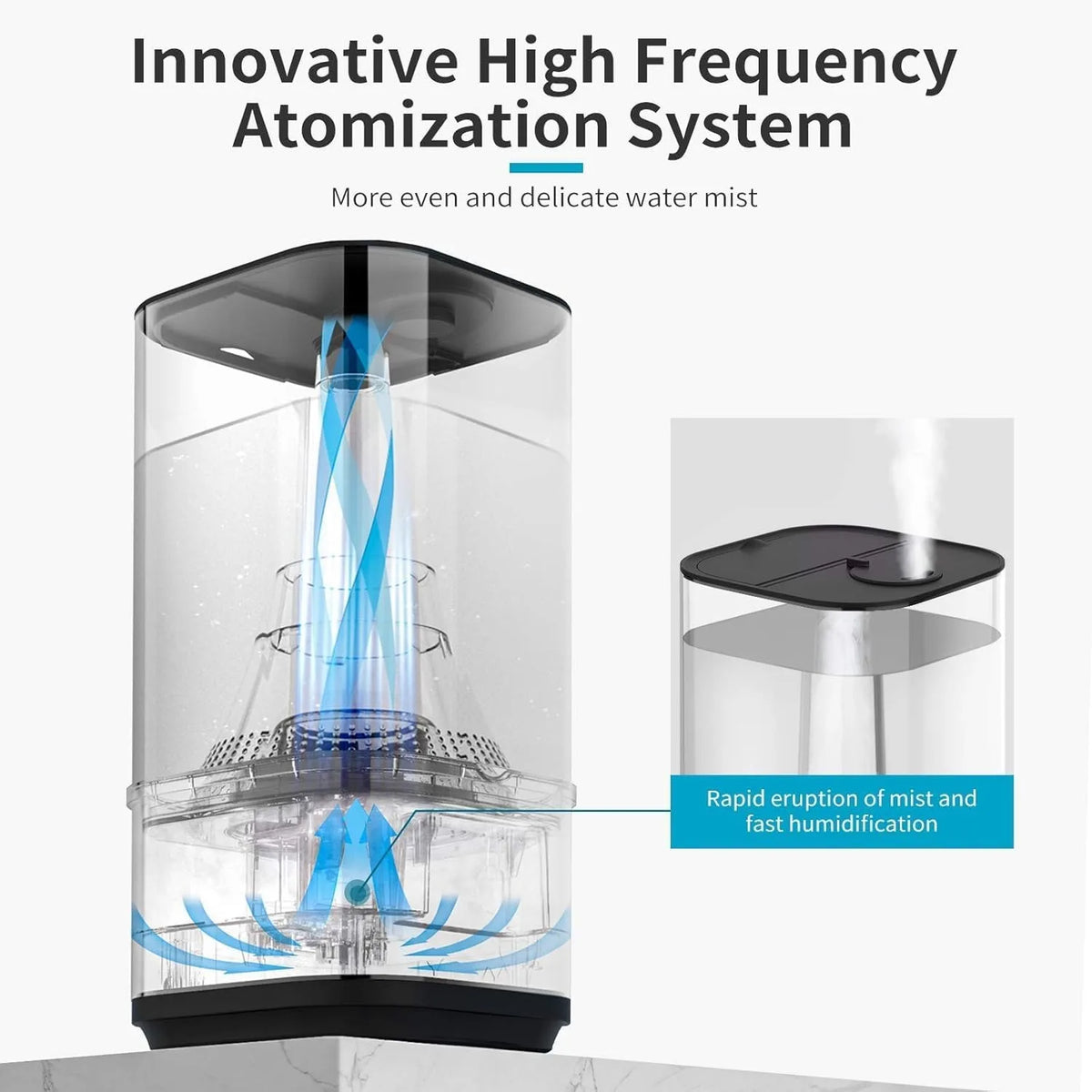 AIRPLUS 4L Cool Mist Humidifier Top Refilling Bedroom Home Large Capacity Water Tank Lasting Up To 60 Hours