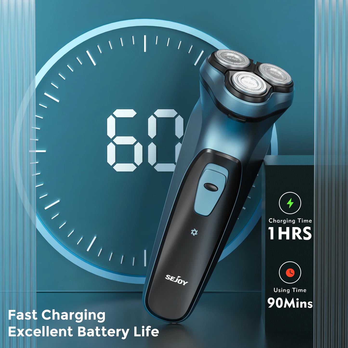 Sejoy 3D Floating Rechargeable Electric Shaver for Men