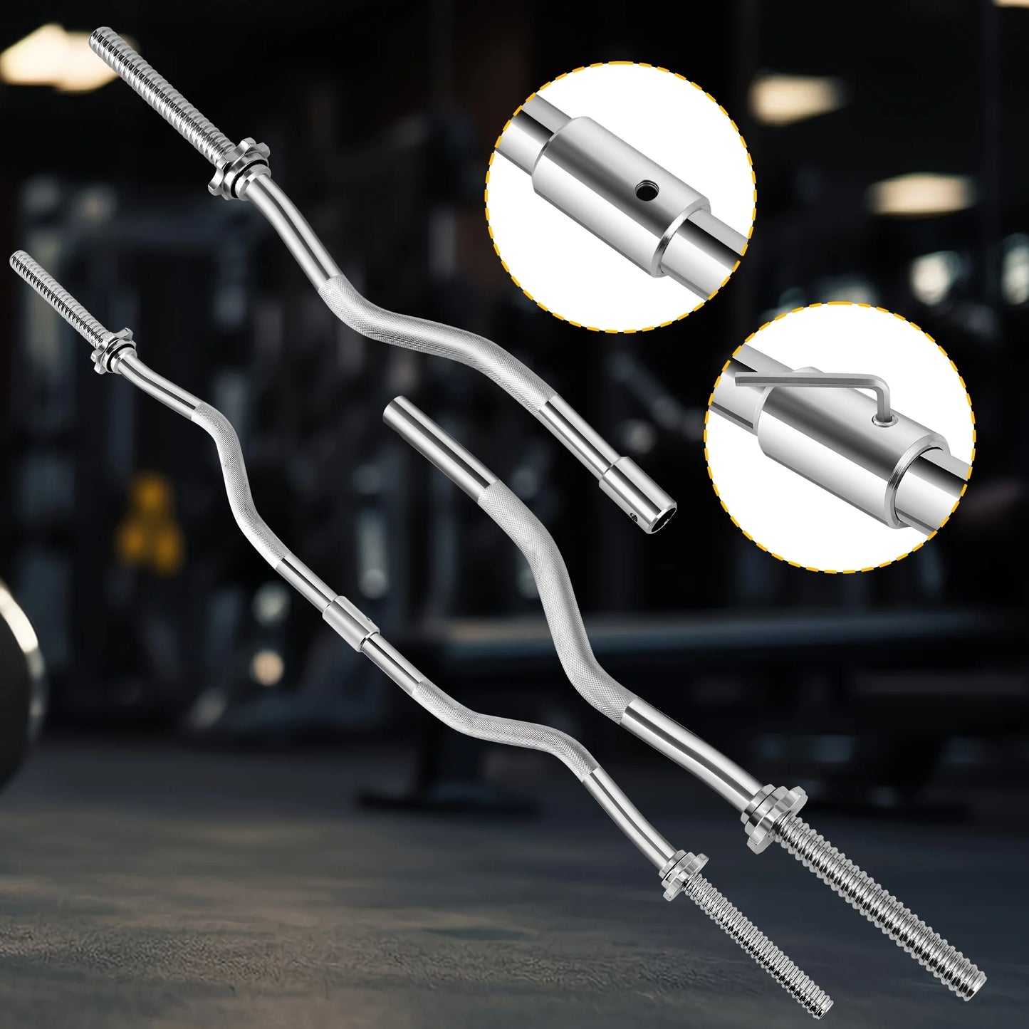 FITVIDS 2In1 Barbell Set With Curl Bar And Weights