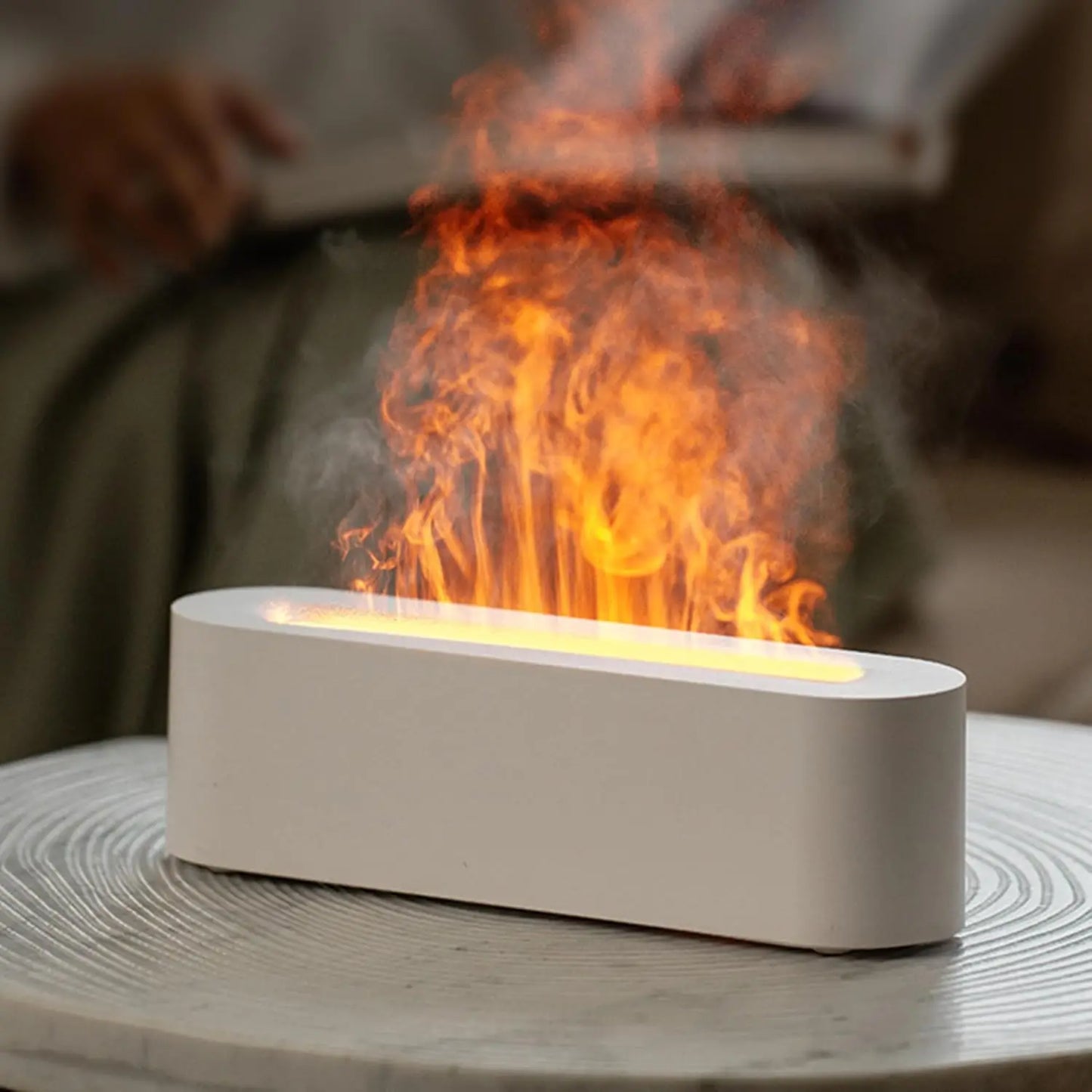XMSJ Essential Oil Diffuser Fireplace FlameEffect Aromatherapy Ultrasonic Humidifier