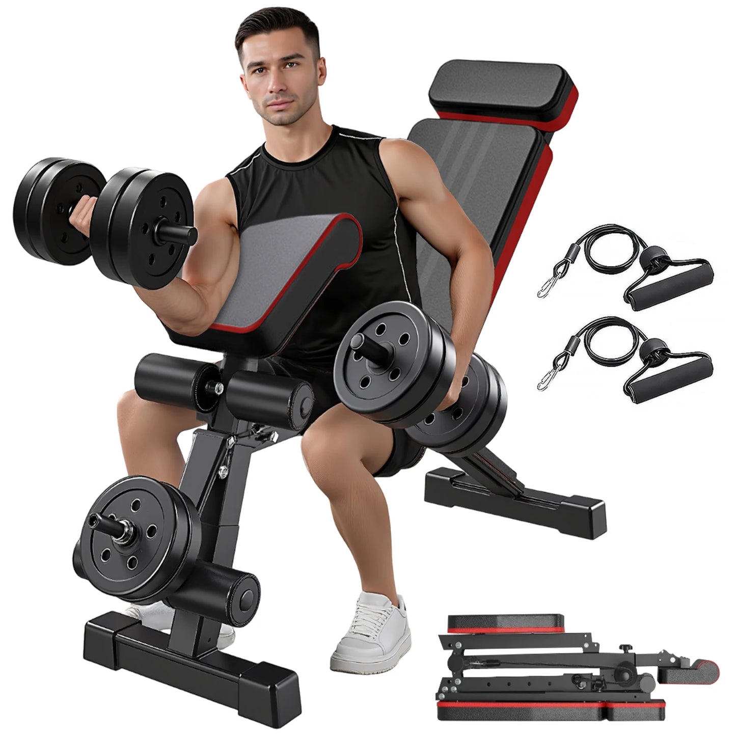 7 Level Foldable Weight Bench With Leg Extension Incline