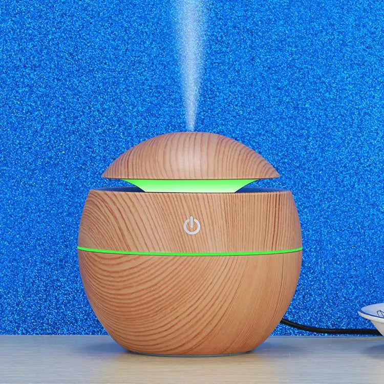 HOMEFISH Mini Wood Grain Spherical Desktop Humidifier Purifier Aromatherapy