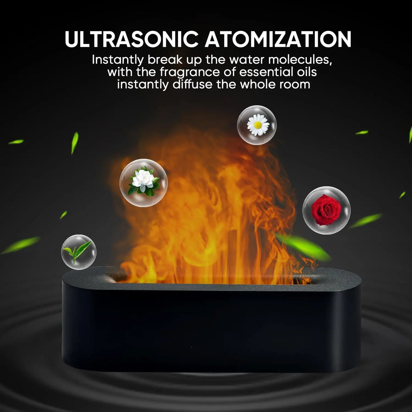 XMSJ Essential Oil Diffuser Fireplace Flame Aromatherapy Ultrasonic Humidifier Mist