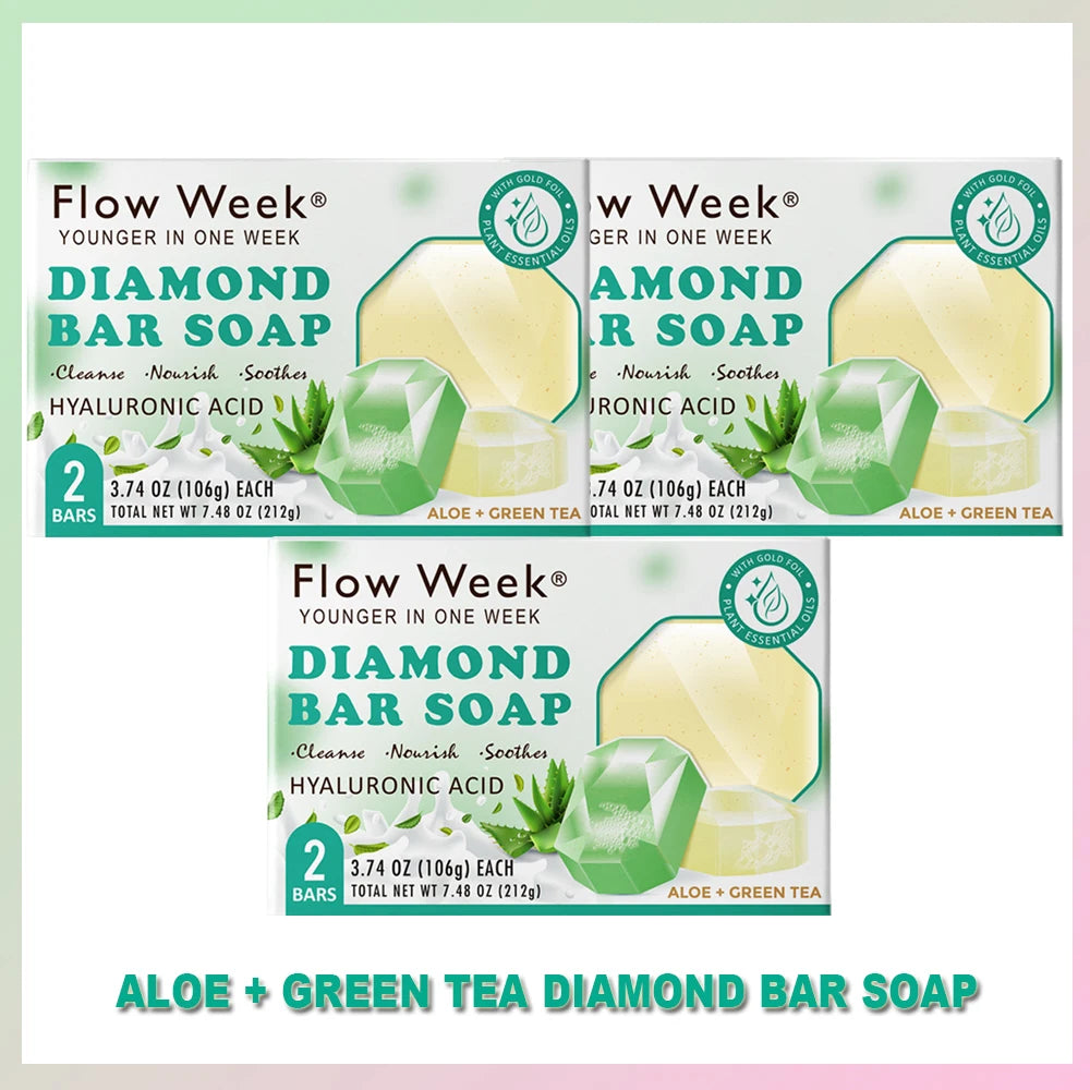 FlowWeek Hyaluronic Acid Diamond Infused Antimicrobial Hydrating Essential Oil Soap