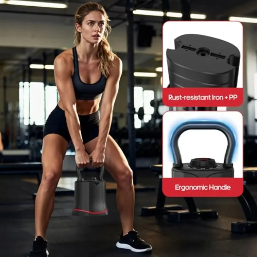 Kettlebell Set 6.5Lb To 40Lb Adjustable SpaceSaving 6 In 1