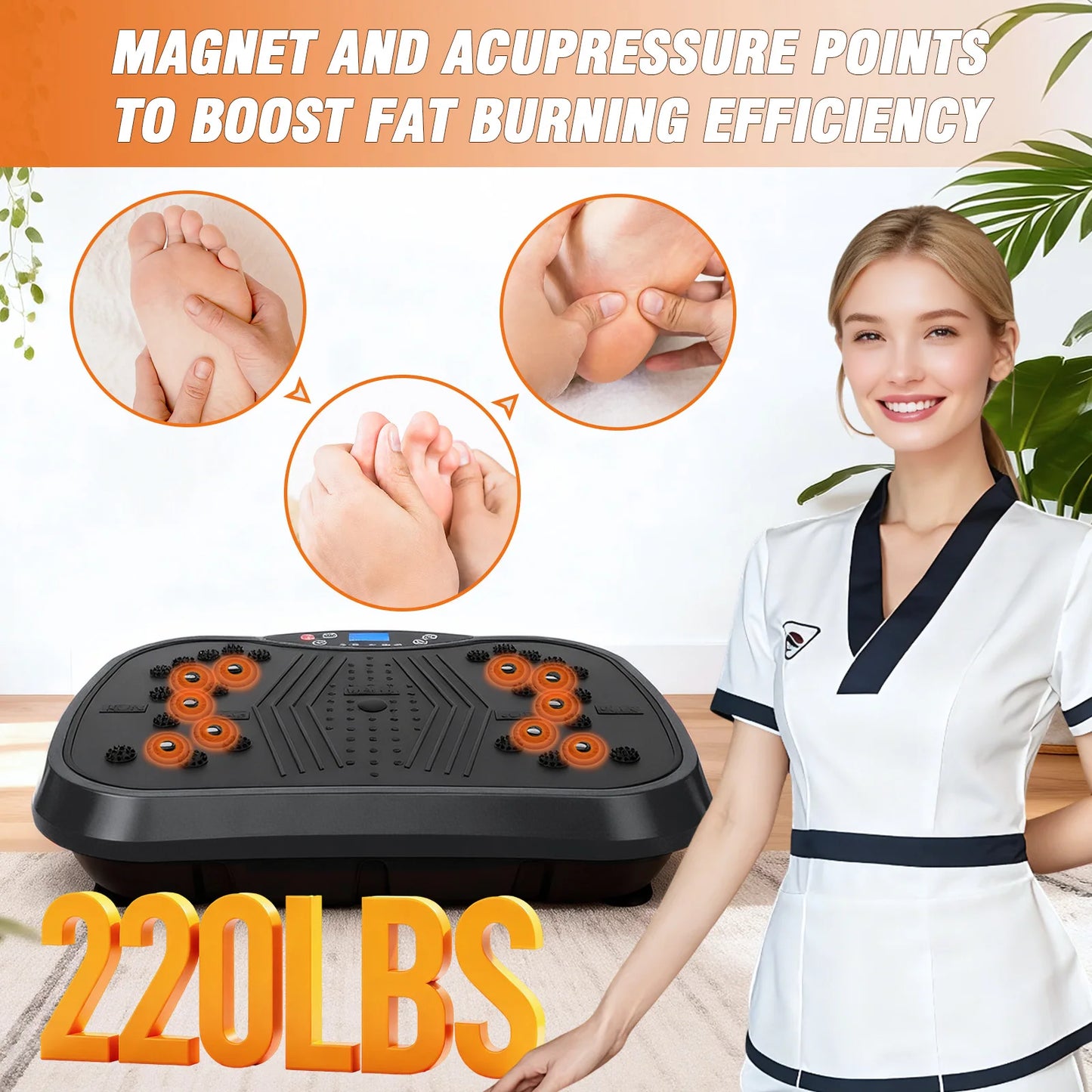 Portable Vibration Plate Exercise Machine With Full Body Resistance Bands