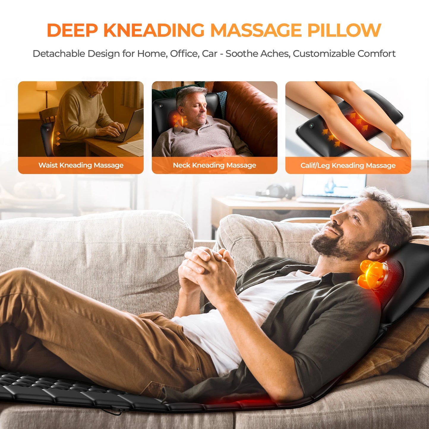 HOMEMASSA Shiatsu Full Body Massage Mat With Heat Therapy