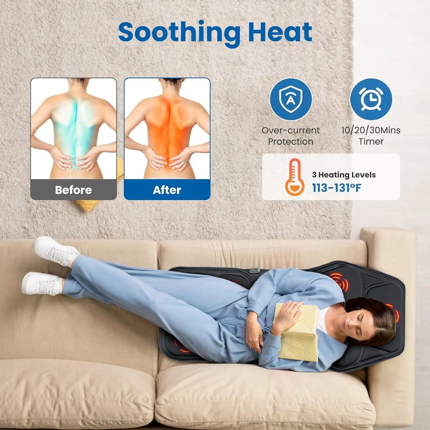 HIMOUTA Back Massage Seat Cushion With Heating 7 Modes