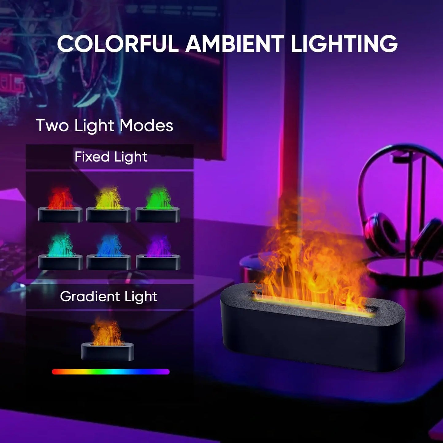 XMSJ Essential Oil Diffuser Fireplace Flame Aromatherapy Ultrasonic Humidifier Mist