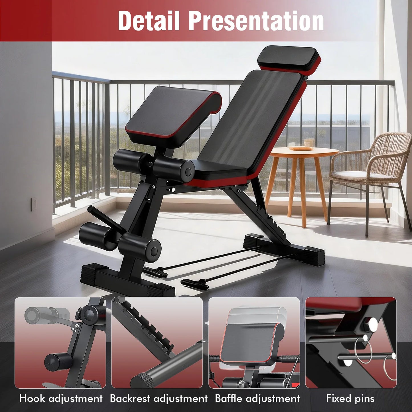 7 Level Foldable Weight Bench With Leg Extension Incline
