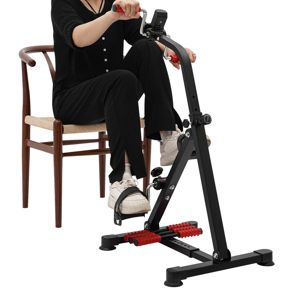Step Machine, Pedal Exerciser Bike, Fitness Bike, Black Stationary Exercise Cycle with Monitor Pedals, Adjustable Resistance, LCD Display Tracks Time Count Distance Calories, Home Gym Cardio Trainer for Muscle Strengthening a