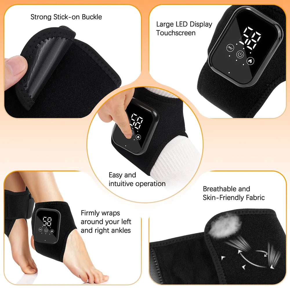 PastSky Cordless Electric Heating Ankle Guard With 3 Levels Massage