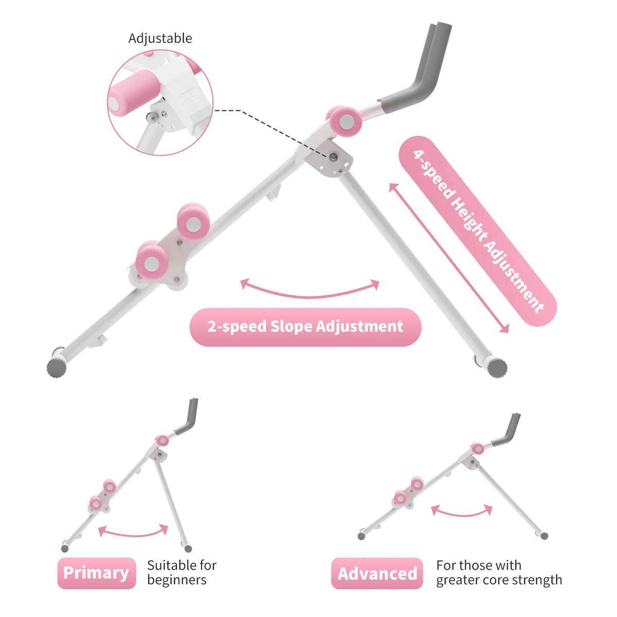Foldable Abdominal Trainer Core Workout Machine With Knee Support