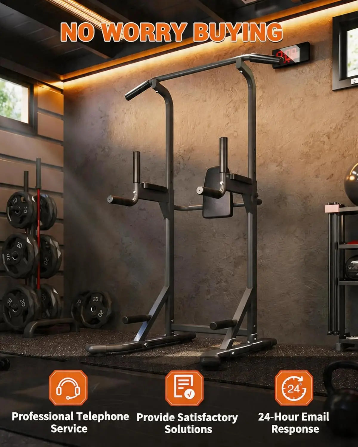 HiMISS Power Tower Pull Up Bar Dip Station Strength Trainer