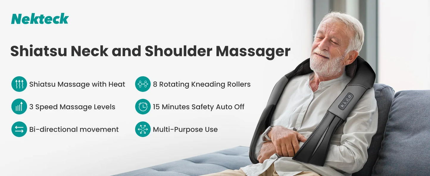 Nekteck Shiatsu Neck And Shoulder Massager With Heated Kneading