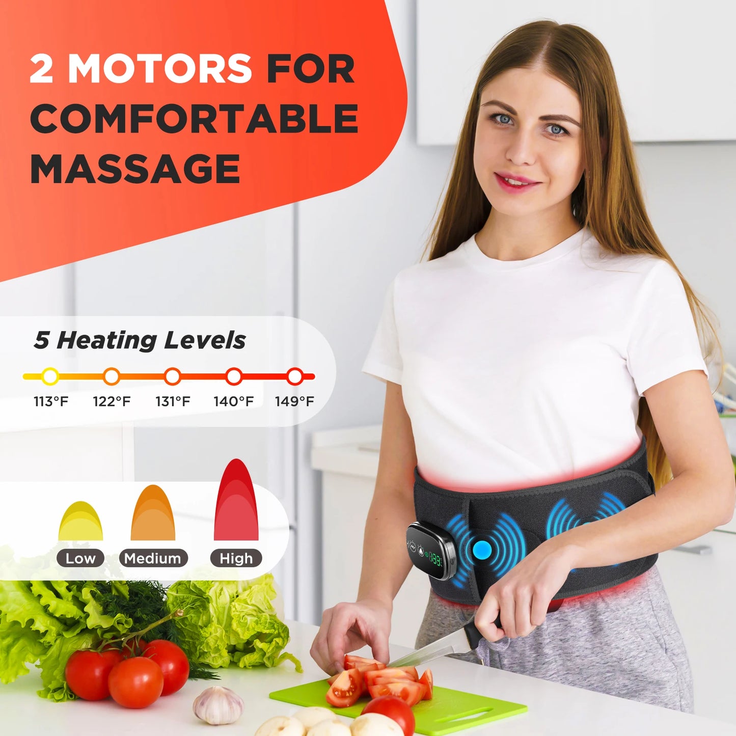 PASTSKY Therapeutic Electric Heating Waist Massager With Premium Vibration HotCompress