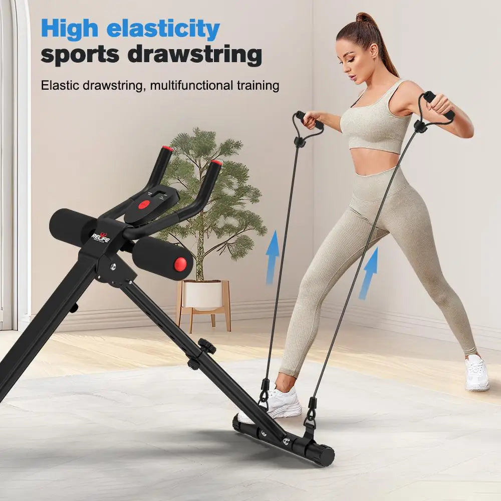 Ab Machine Foldable Core Trainer With LCD Monitor And Bands