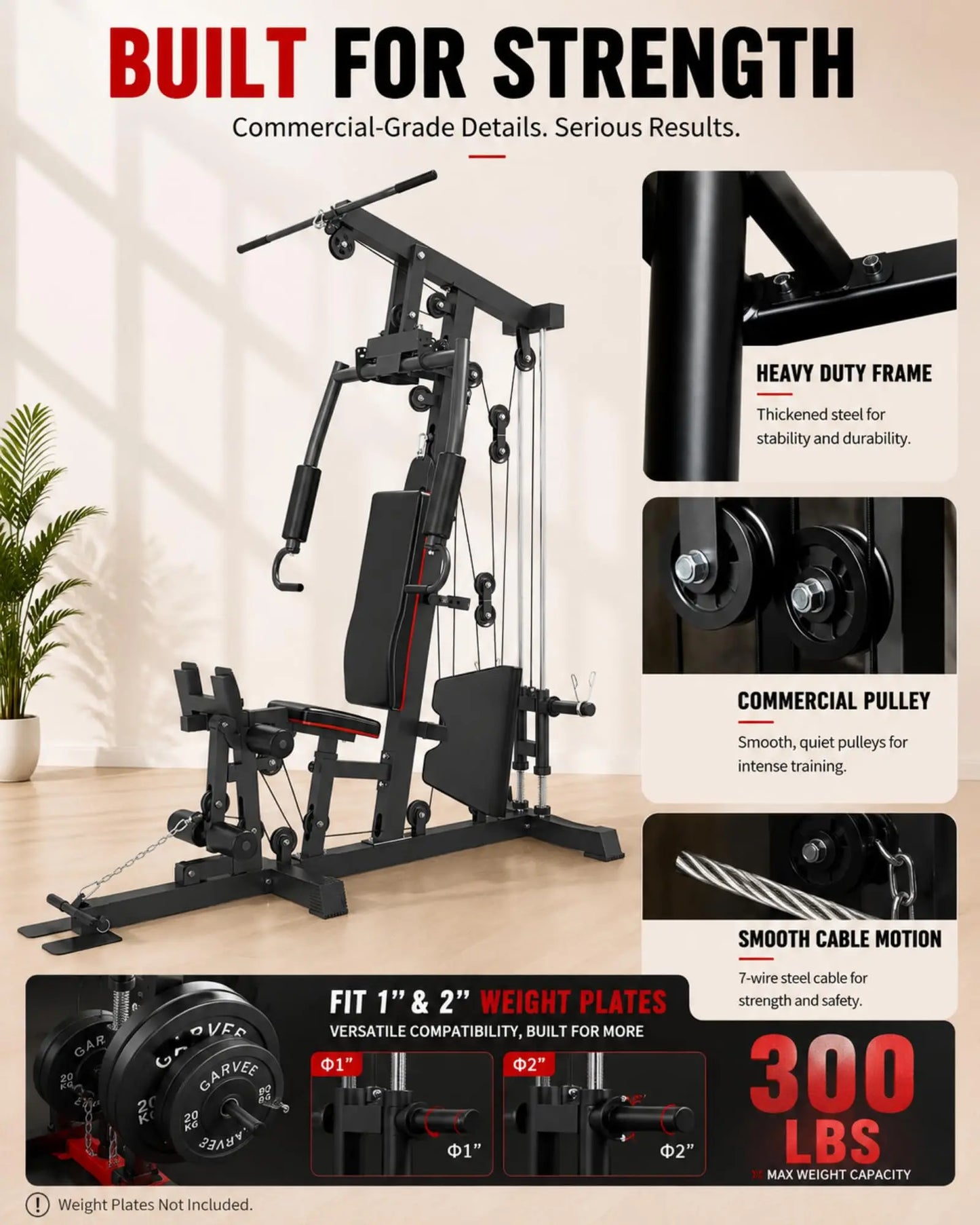 HiMISS All In One Home Gym LatPulldown LegPress Station
