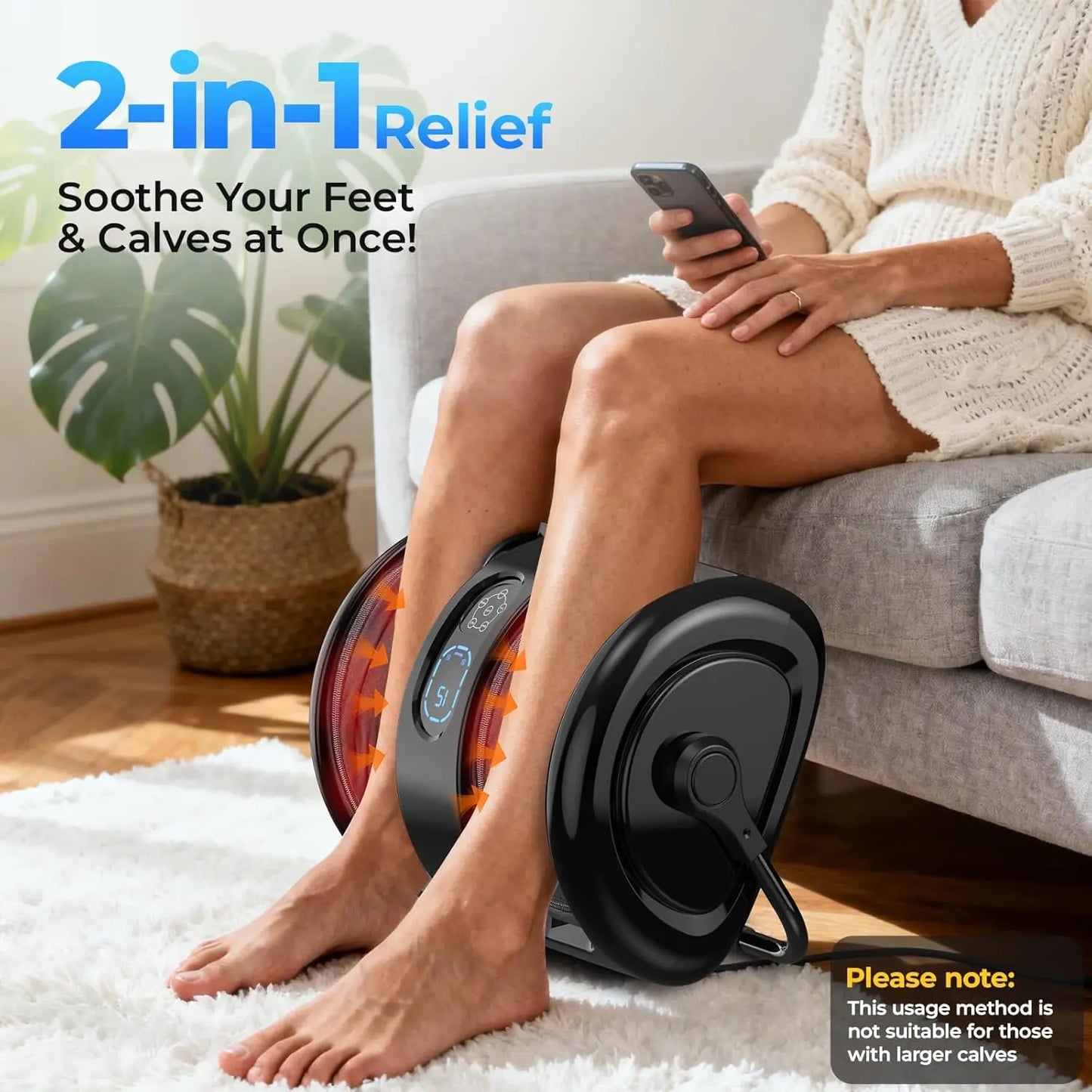 Electric Foot Calf Massager Shiatsu Kneading With Heat Therapy