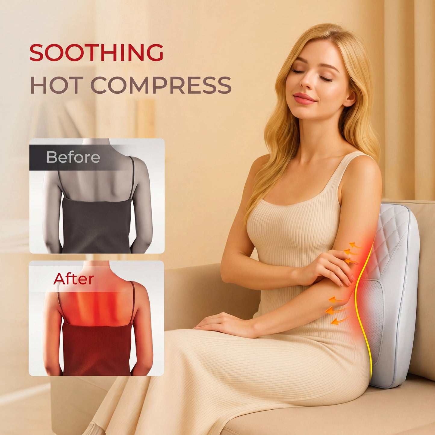 HIMOUTA Back Massager With Heat 3D Kneading Pillow