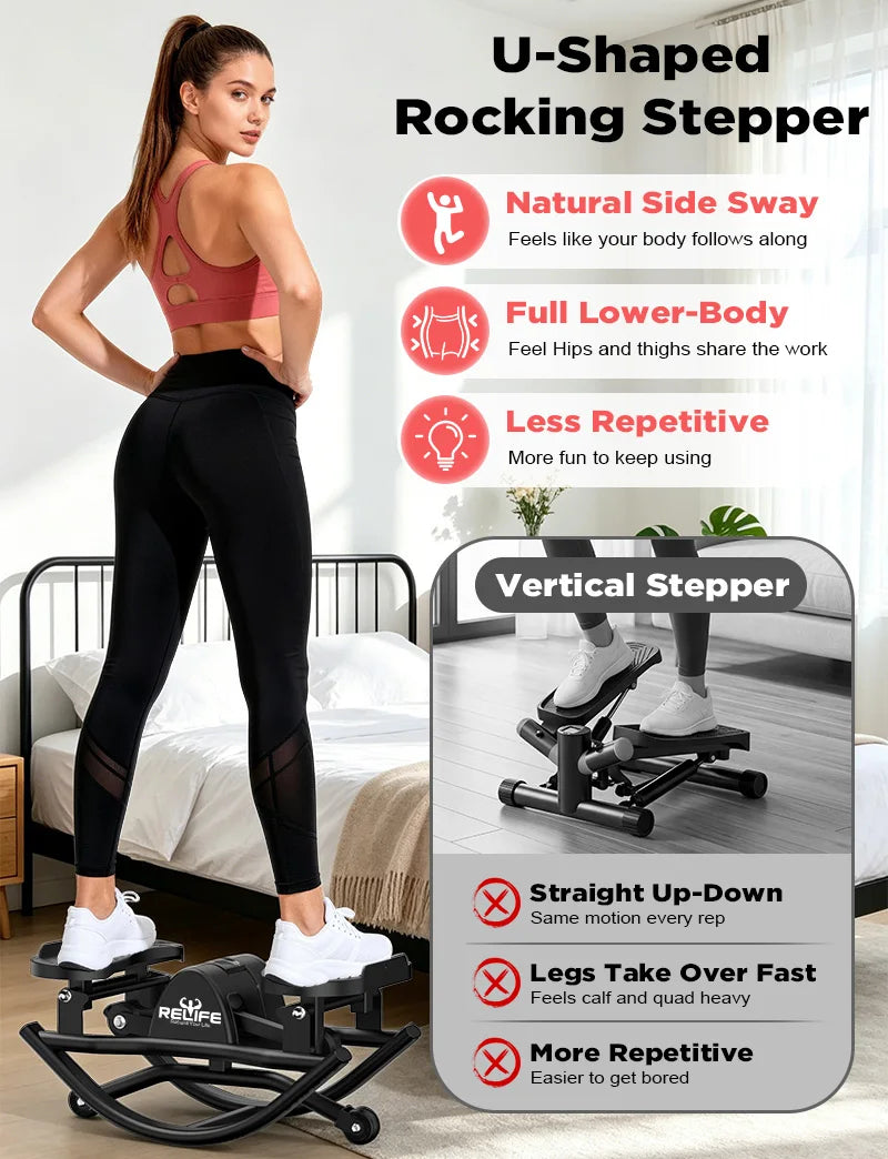 Relife 3D Lateral Rocking Stepper With Resistance Bands