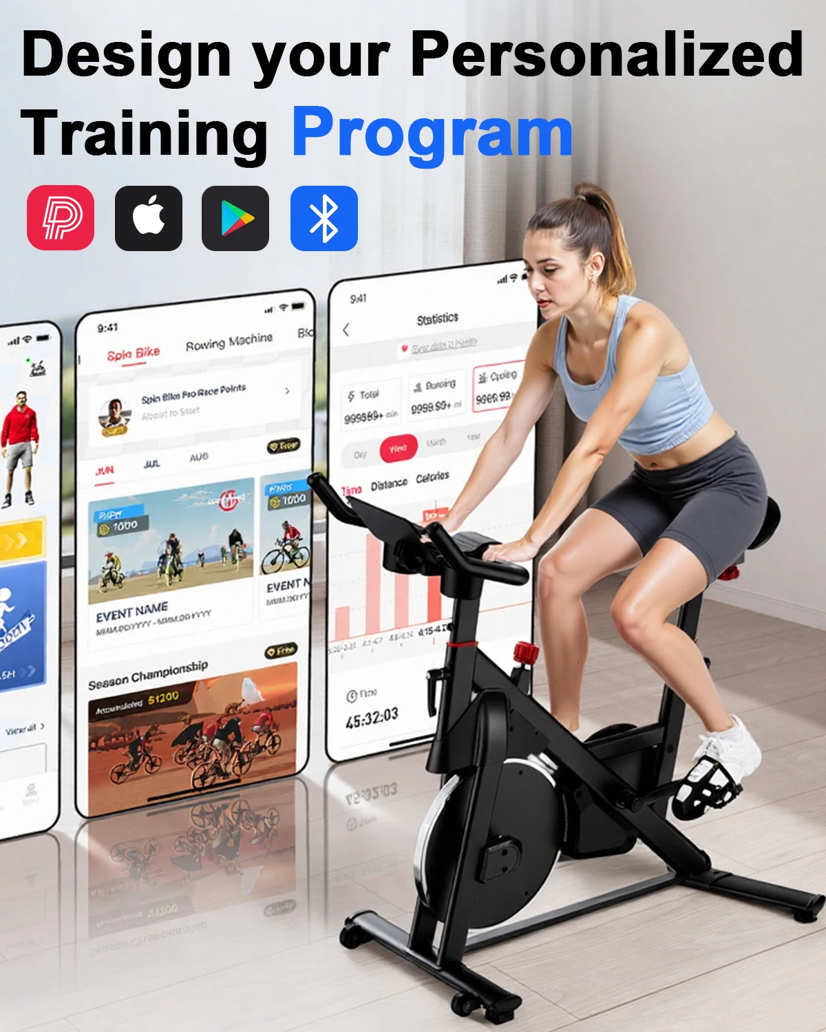 Superun 32-Level Magnetic Resistance Exercise Bike for Home Use