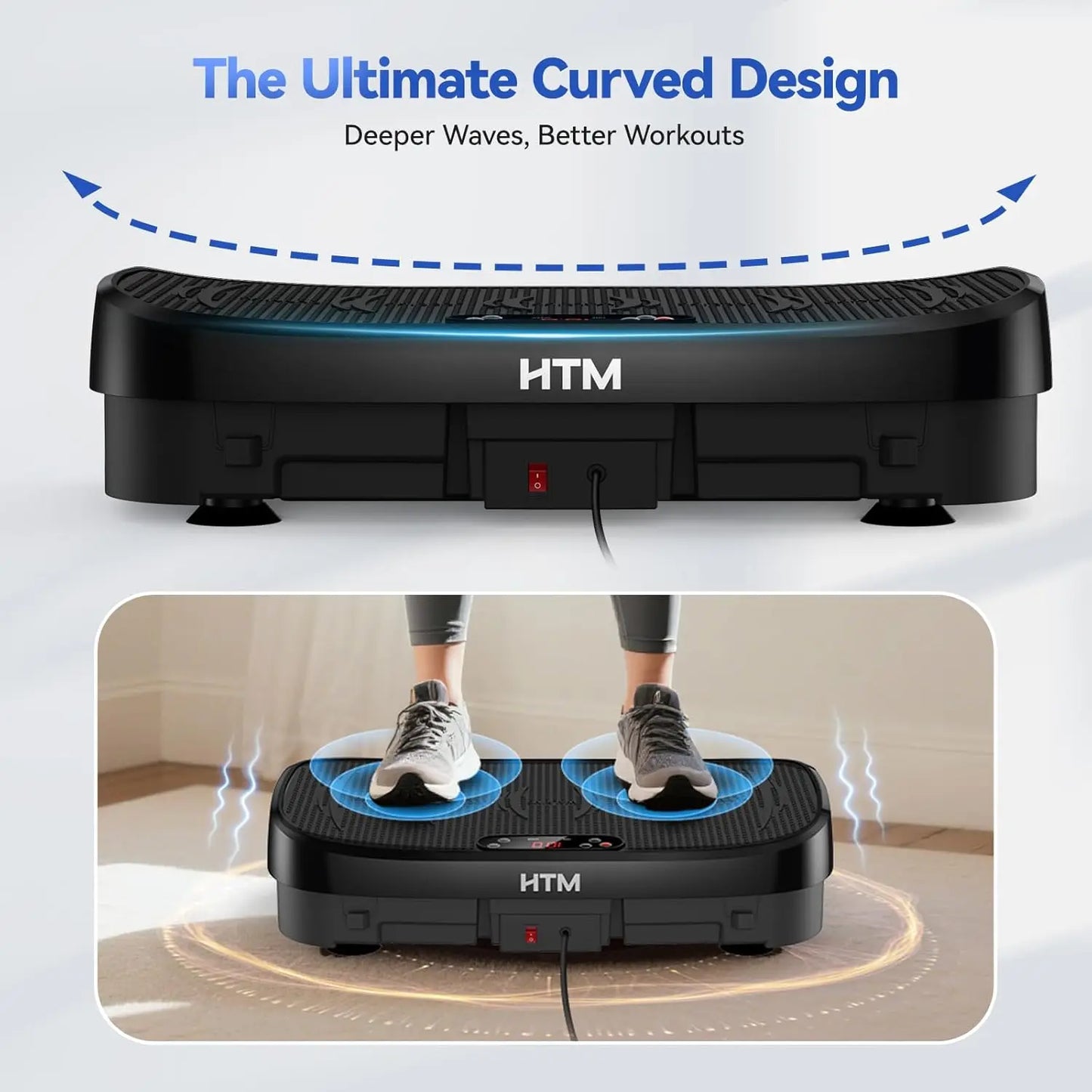 HTM Vibration Plate Whole Body Exercise Machine Bluetooth Remote Control