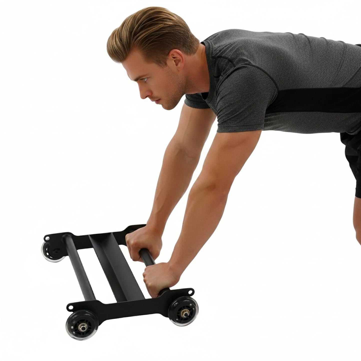 Steel Abdominal Trainer With Wheels For Home Gym Fitness Equipment