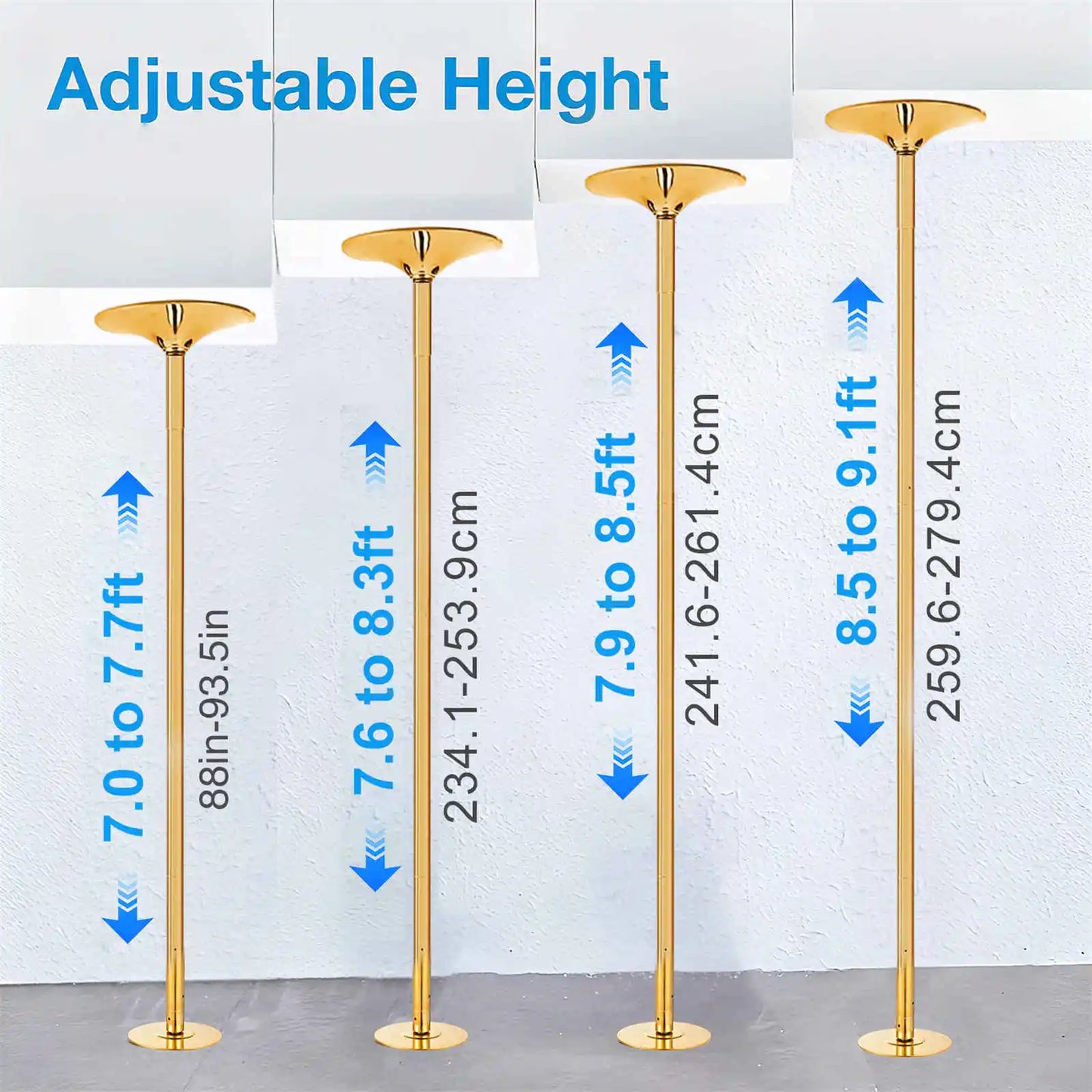 Adjustable Dance Pole Heavy Duty Steel Spinning And Static Modes