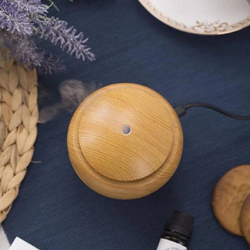 HOMEFISH Mini Wood Grain Spherical Desktop Humidifier Purifier Aromatherapy
