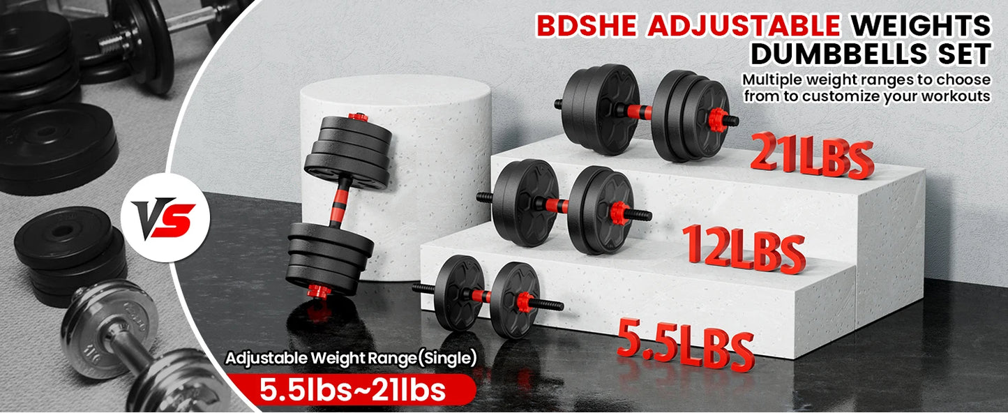 Adjustable Dumbbell Set 20 33 45 70 90 Pounds Connector