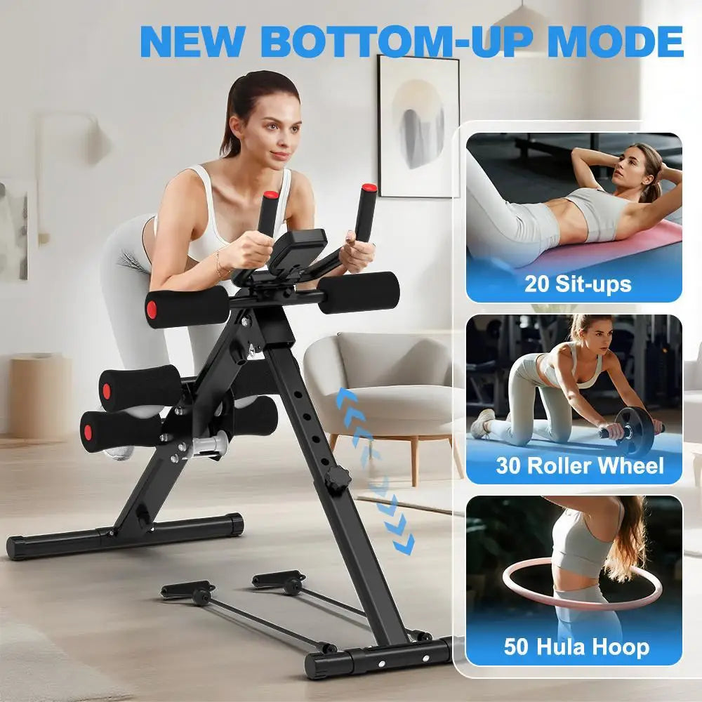 Ab Machine Foldable Core Trainer With LCD Monitor And Bands