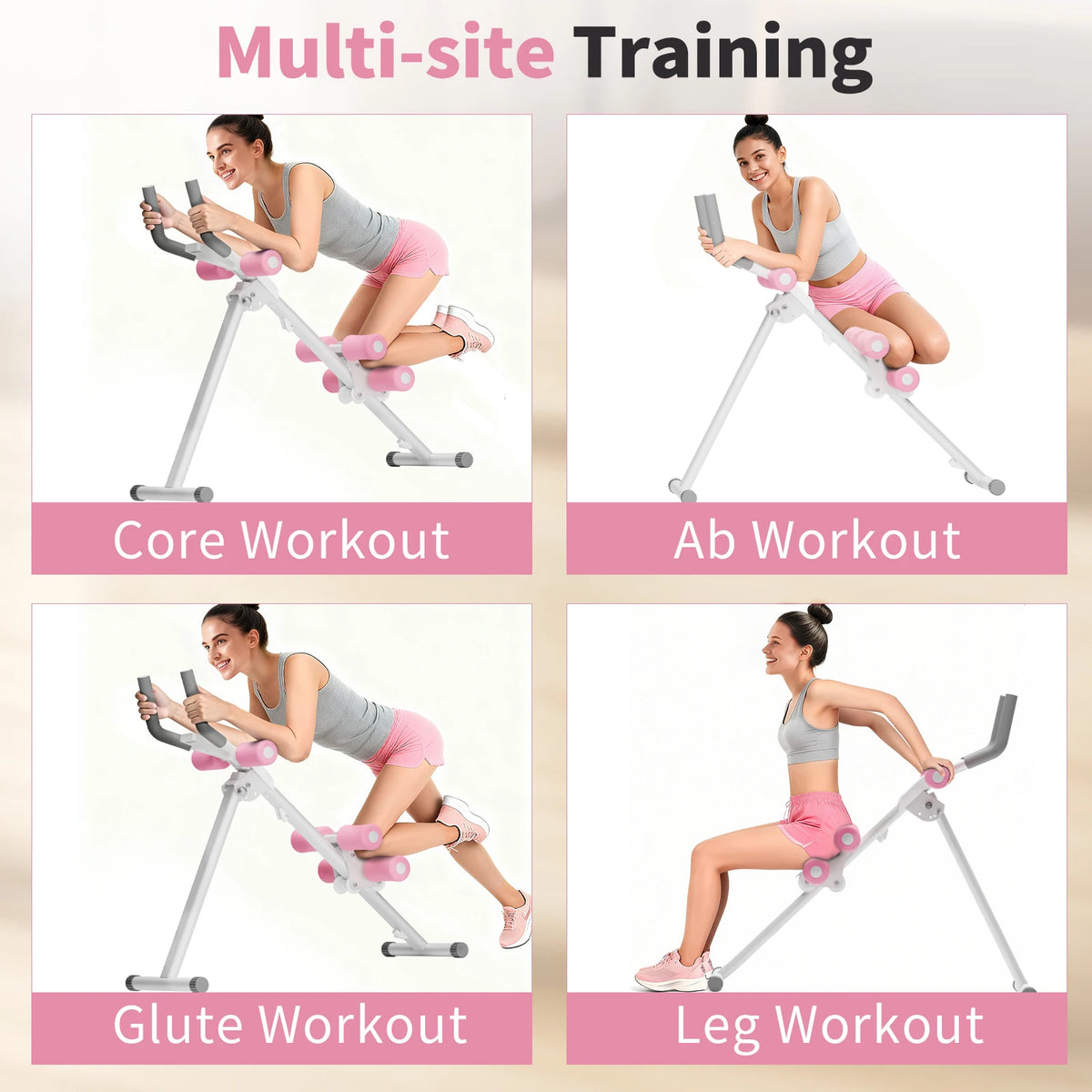 Foldable Abdominal Trainer Core Workout Machine With Knee Support
