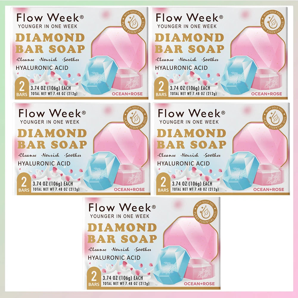 FlowWeek Hyaluronic Acid Diamond Infused Antimicrobial Hydrating Essential Oil Soap