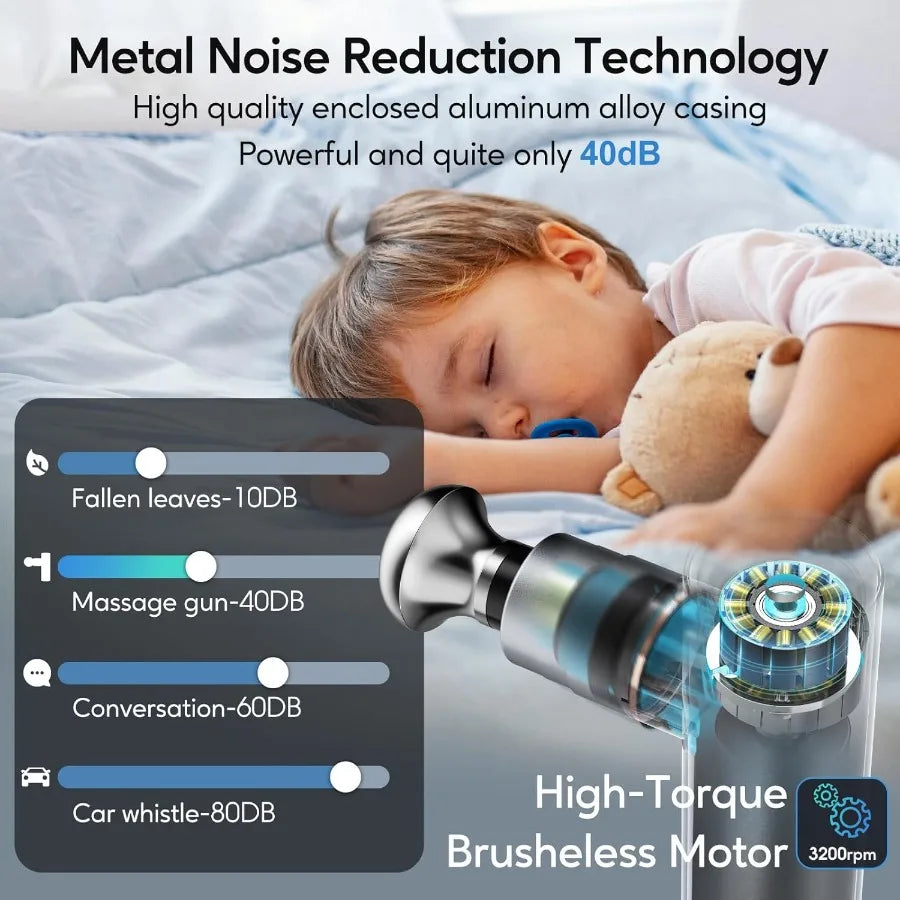 Portable Electric Massage Gun With Metal Head For Deep Tissue