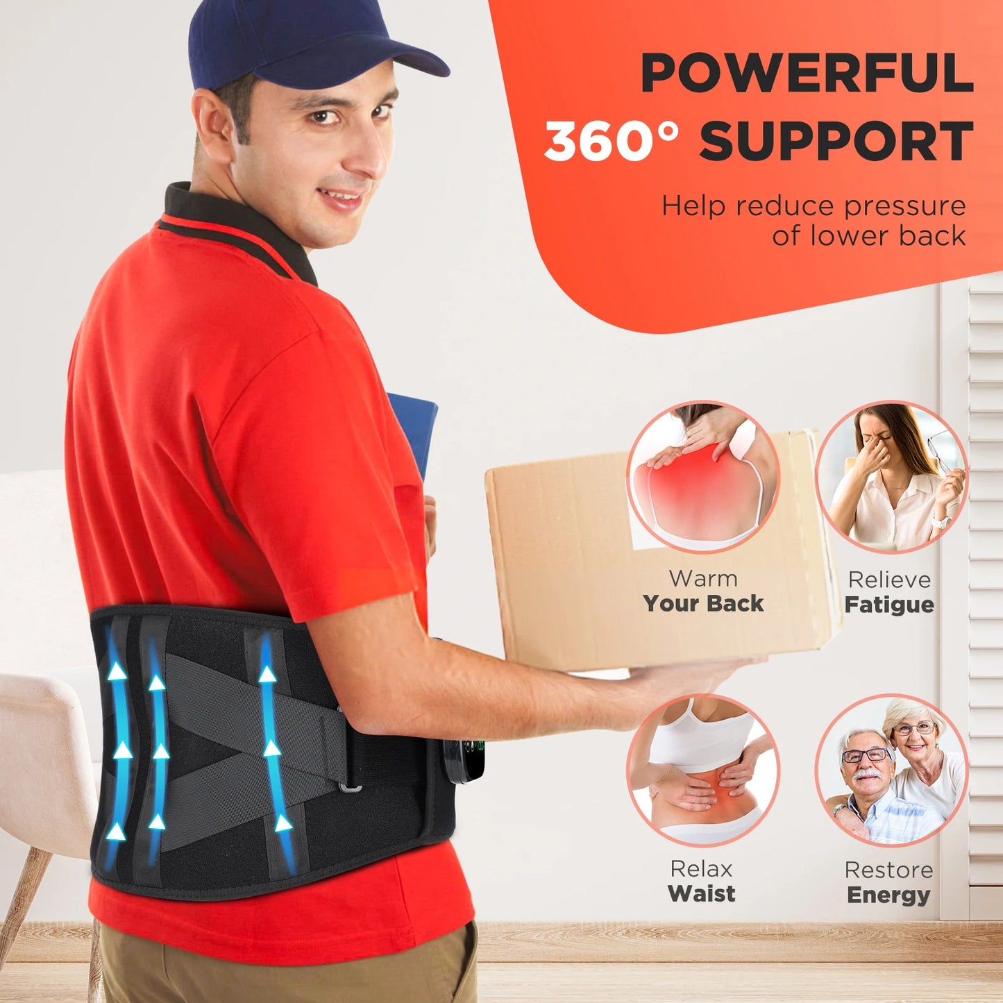PASTSKY Electric Heating Lumbar Waist Massager With Heat And Vibration