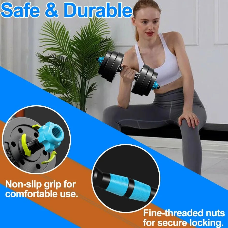 Adjustable Dumbbells Kettlebell Set With Push Up Stand And Barbell