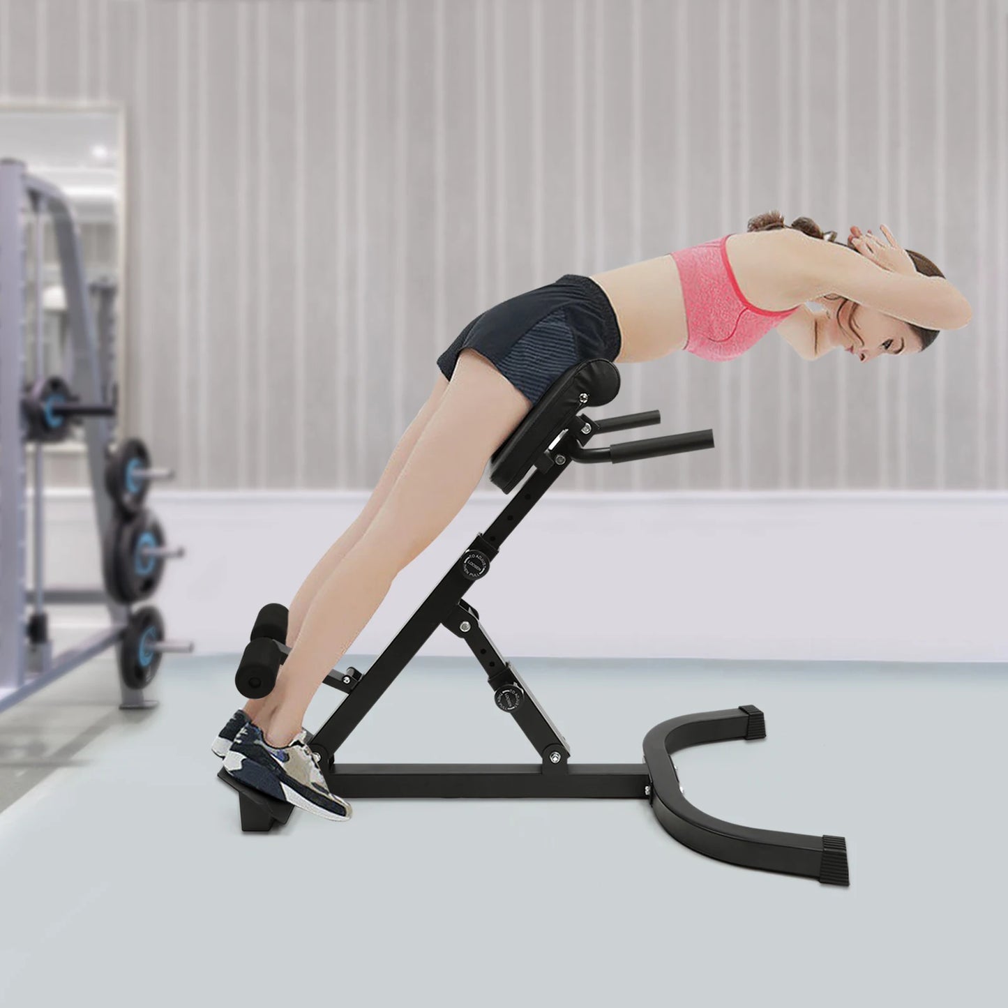 Adjustable Hyperextension Bench 150kg Capacity Roman Chair With Ab Pad